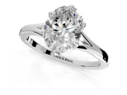 Solitaire Engagement Ring Setting for Oval Center with Plain Split Shank and Prong Head in Platinum