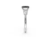 3 Stone Engagement Ring Setting for Fancy Black Radiant Cut Center with Large Pear-Shaped Accents and Prong Head in Platinum