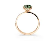 Solitaire Engagement Ring Setting for Fancy Green Round Cut Center with Pave Accents and Prong Head in Rose Gold