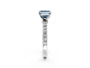 Open Basket Engagement Ring Setting for Fancy Blue Asscher Cut Center with Pave Band and Prong Head in Platinum