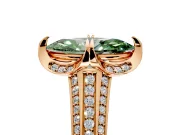 Solitaire Engagement Ring Setting for Fancy Green Marquise Center with Accented Split Shank and Prong Head in Rose Gold