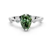 Solitaire Engagement Ring Setting for Fancy Green Pear-Shaped Center with Bezel Station Band and Prong Head in Platinum