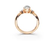 Solitaire Engagement Ring Setting for Marquise Center with Grooved Bar Accent Band and Prong Head in Rose Gold