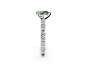 Solitaire Engagement Ring Setting for Fancy Green Pear-Shaped Center with Milgrain-Edged Pave Band and Prong Head in Sterling Silver