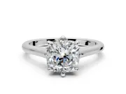 Solitaire Engagement Ring Setting for Cushion Cut Center with Cathedral Band and Prong Head in Platinum