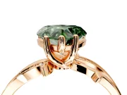 Solitaire Engagement Ring Setting for Fancy Green Heart-Shaped Center with Pave and Plain Crossover Band and Prong Head in Rose Gold