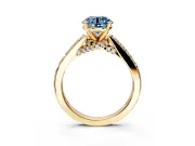 Solitaire Engagement Ring Setting for Fancy Blue Round Cut Center with Crossover Accents and Prong Head in Yellow Gold