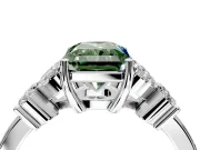 Floral Engagement Ring Setting for Fancy Green Radiant Cut Center with Marquise Cluster Shoulders and Prong Head in Sterling Silver