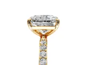 Solitaire Engagement Ring Setting for Radiant Cut Center with Pave Accents and Prong Head in Yellow Gold