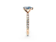 Solitaire Engagement Ring Setting for Fancy Blue Pear-Shaped Center with Micro Pave Band and Prong Head in Rose Gold