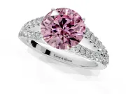 Solitaire Engagement Ring Setting for Fancy Pink Round Cut Center with Pave Split Shank and Prong Head in Platinum