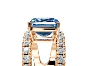Solitaire Engagement Ring Setting for Fancy Blue Asscher Cut Center with Wide-Open Split Shank and Prong Head in Rose Gold
