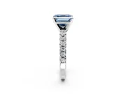 Solitaire Engagement Ring Setting for Fancy Blue Asscher Cut Center with Large Accents and Prong Head in Platinum