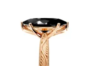 Solitaire Engagement Ring Setting for Fancy Black Marquise Center with Engraved Milgrain Band and Prong Head in Rose Gold