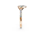 Baguette Engagement Ring Setting for Pear-Shaped Center with Alternating Bar-Set Band and Prong Head in Rose Gold