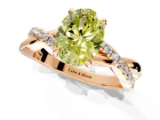 Crossover Engagement Ring Setting for Fancy Yellow Oval Center with Pave and Plain Strands and Prong Head in Rose Gold