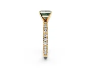 Solitaire Engagement Ring Setting for Fancy Green Princess Cut Center with Milgrain-Edged Pave Band and Prong Head in Yellow Gold