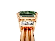 Solitaire Engagement Ring Setting for Fancy Green Radiant Cut Center with Grooved Bar Accent Band and Prong Head in Rose Gold