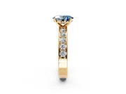Solitaire Engagement Ring Setting for Fancy Blue Oval Center with Channel-Set Accents and Prong Head in Yellow Gold
