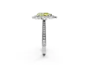 Milgrain Halo Engagement Ring Setting for Fancy Yellow Pear-Shaped Center with Bezel Point Accents and Prong Head in White Gold