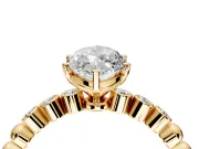 Solitaire Engagement Ring Setting for Marquise Center with Bezel-Dot Beaded Band and Prong Head in Yellow Gold