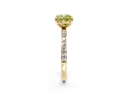 Solitaire Engagement Ring Setting for Fancy Yellow Cushion Cut Center with Pave Accents and Prong Head in Yellow Gold