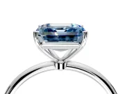 Solitaire Engagement Ring Setting for Fancy Blue Asscher Cut Center with Straight Thin Band and Prong Head in Platinum