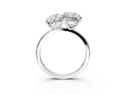 Marquise and Emerald Cut Lab-Grown Diamond Toi et Moi Engagement Ring with Prong-Set Stones in Sterling Silver