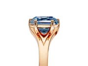 Solitaire Engagement Ring Setting for Fancy Blue Asscher Cut Center with Plain Split Shank and Prong Head in Rose Gold
