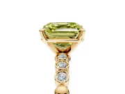 Solitaire Engagement Ring Setting for Fancy Yellow Asscher Cut Center with Bezel-Dot Beaded Band and Prong Head in Yellow Gold
