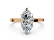 Hidden Halo Engagement Ring Setting for Marquise Center with Wide Flat Plain Band and Prong Head in Rose Gold