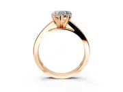 Solitaire Engagement Ring Setting for Heart-Shaped Center with Princess Cut Channel Band and Prong Head in Rose Gold