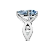 Solitaire Engagement Ring Setting for Fancy Blue Pear-Shaped Center with Accented Twist Band and Leaf Prong Head in Sterling Silver