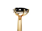 Hidden Halo Engagement Ring Setting for Fancy Black Pear-Shaped Center with Thin Rounded Band and Prong Head in Yellow Gold