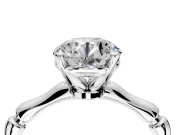Solitaire Engagement Ring Setting for Round Cut Center with Bamboo Band and Prong Head in White Gold
