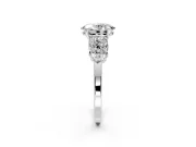 Cluster Engagement Ring Setting for Oval Center with 2-Row Shoulder Clusters and Prong Head in Platinum