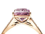Solitaire Engagement Ring Setting for Fancy Pink Princess Cut Center with Cathedral Channel Band and Prong Head in Rose Gold