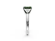 Solitaire Engagement Ring Setting for Fancy Green Emerald Cut Center with Wire Band and Prong Head in White Gold