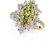 Floral Halo Engagement Ring Setting for Fancy Yellow Marquise Center with Pave Accents and Prong Head in Yellow Gold