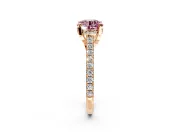 Solitaire Engagement Ring Setting for Fancy Pink Round Cut Center with Widening Pave Band and Claw Prong Head in Rose Gold