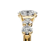 5 Stone Engagement Ring Setting for Oval Center with Graduated Accents and Prong Head in Yellow Gold