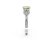 Solitaire Engagement Ring Setting for Fancy Yellow Princess Cut Center with Marquise and Bezel Accents and Prong Head in White Gold