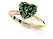 Solitaire Engagement Ring Setting for Fancy Green Heart-Shaped Center with Knife Ridge Band and Claw Prong Head in Yellow Gold