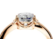 Floral Frame Engagement Ring Setting for Radiant Cut Center with Accent Clusters and Prong Head in Rose Gold