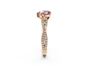 Solitaire Engagement Ring Setting for Fancy Pink Heart-Shaped Center with Twisted Pave Split Shank and Prong Head in Rose Gold