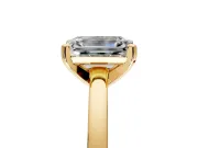 Solitaire Engagement Ring Setting for Emerald Cut Center with Basket Rail and Prong Head in Yellow Gold