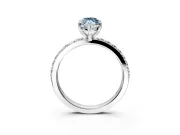Solitaire Engagement Ring Setting for Fancy Blue Marquise Center with Round Cut Pave Band and Prong Head in Platinum