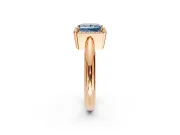 Halo Engagement Ring Setting for Fancy Blue Princess Cut Center with Tapered Plain Band and Prong Head in Rose Gold