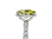 Hidden Halo Engagement Ring Setting for Fancy Yellow Oval Center with Pave Band and Prong Head in Platinum