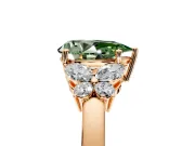 Solitaire Engagement Ring Setting for Fancy Green Pear-Shaped Center with Marquise Flower Shoulders and Prong Head in Rose Gold